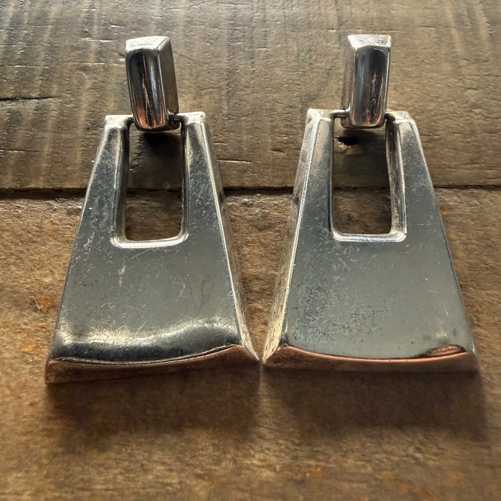 Vintage Sterling Silver Taxco Post Back Dangle Earrings